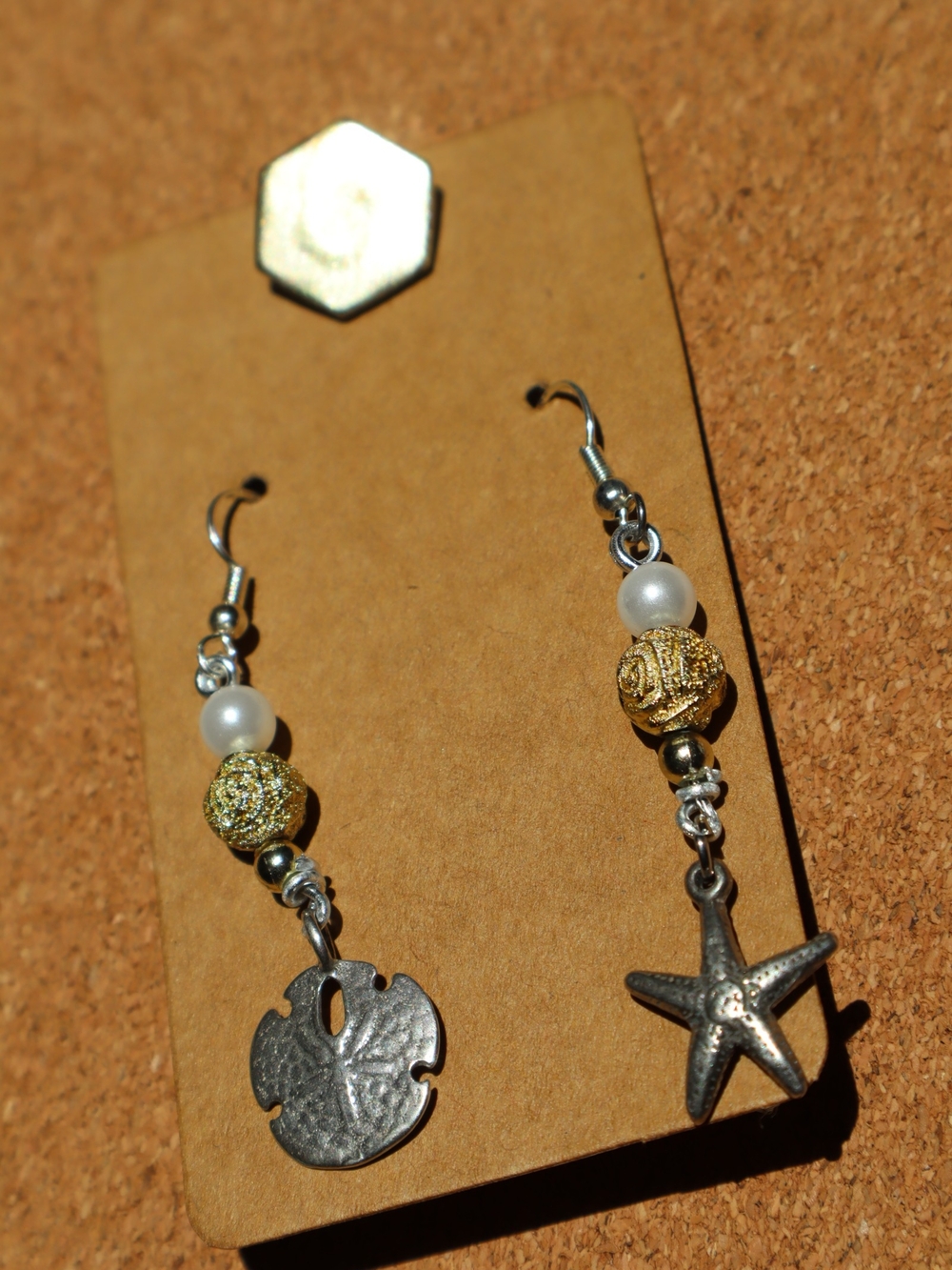 Handmade Asymmetrical Gold & Silver Beach Charm Earrings